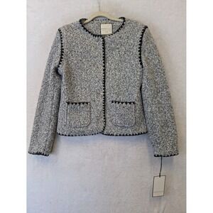 Bagatelle Collection Gray Salt and Pepper Lady Jacket Crochet Trim Small NWT